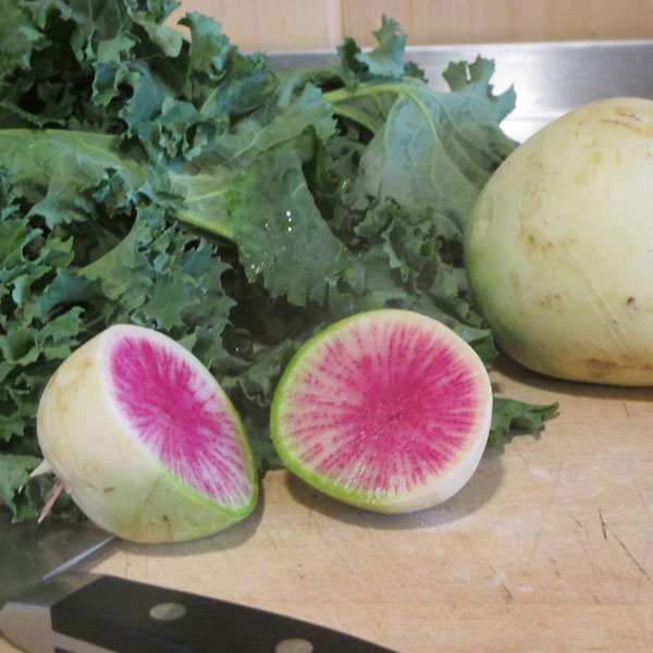 Watermelon Radish & Kale Salad