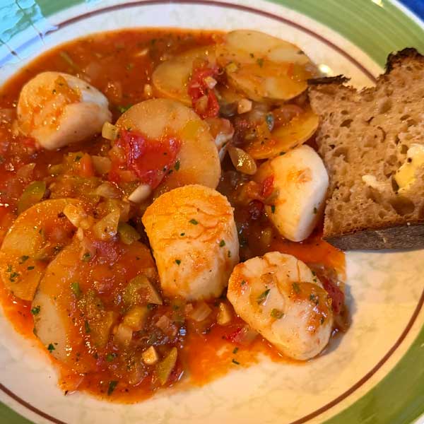 A Cozy Saturday Night Supper with Italian Scallop Stew